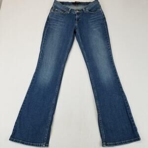 Levis 524 Jeans Womens 8 Too Superlow Flare 90s Stretch Floral Embroidered Denim
